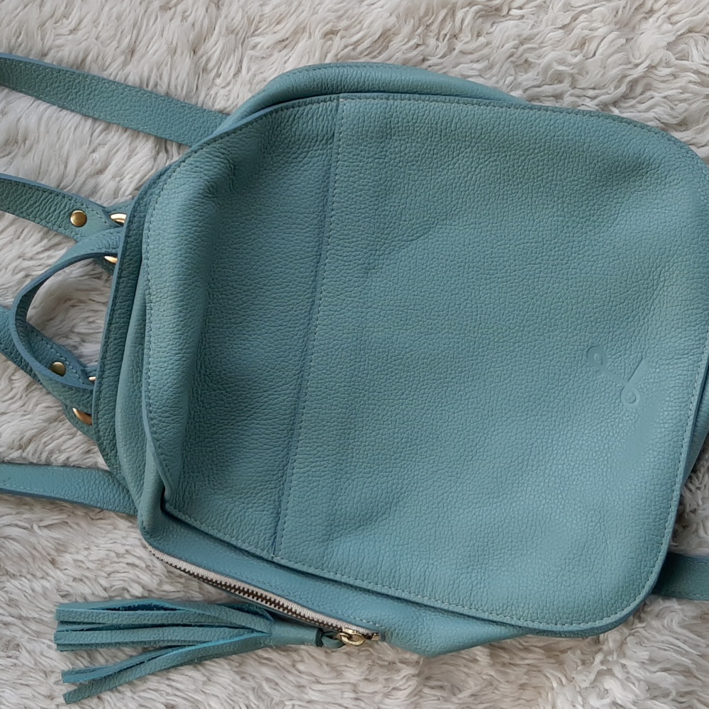 Lund Leather Co. Torquoise Leather Zippered Backpack